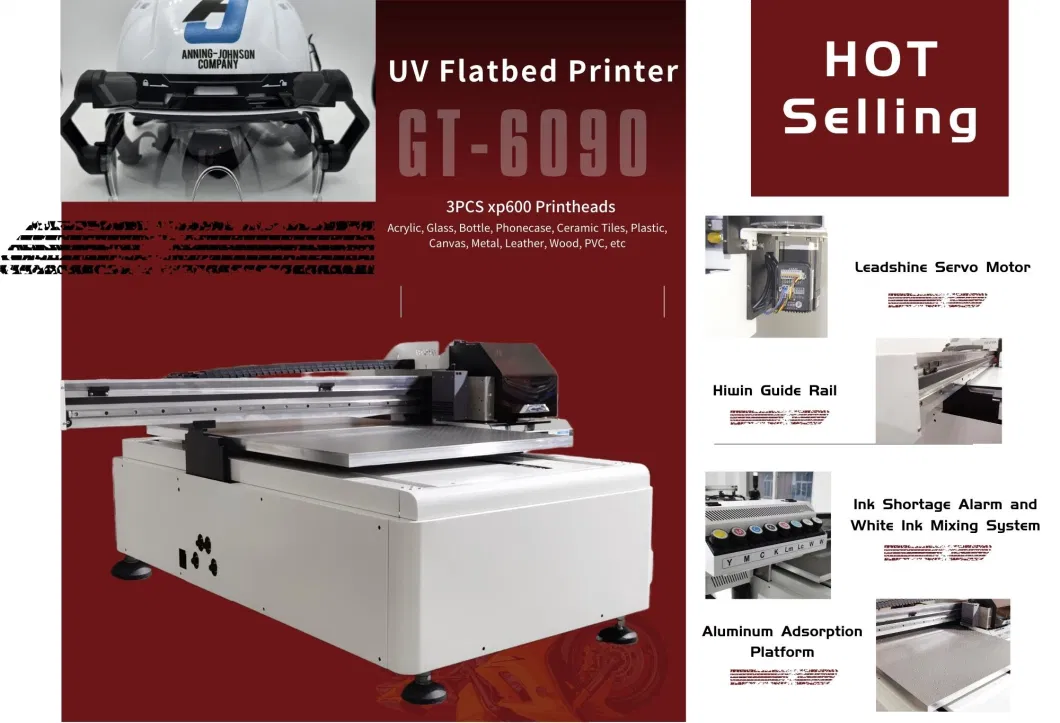 Inkjet Large Format A1 Flatbed UV Printer for Glass Wood PVC Leather Acrylic